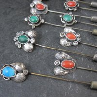 Wholesale Lot of 12 Vintage Southwestern Sterling Silver Stick Pins