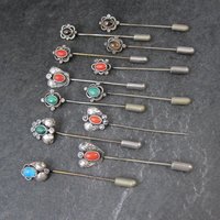 Wholesale Lot of 12 Vintage Southwestern Sterling Silver Stick Pins