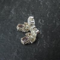 Vintage Black Hills Gold & Silver Pink Cz Stud Earrings Sterling 12K