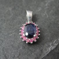 Small Sterling Sapphire Pink Ruby Pendant