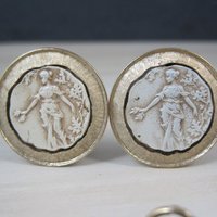 Vintage Cameo Pendant and Clip On Earrings Jewelry Set