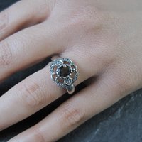 Vintage Smoky Topaz Heart Ring in Sterling Silver Size 8
