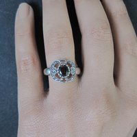 Vintage Smoky Topaz Heart Ring in Sterling Silver Size 8