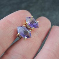 Vintage Amethyst Stud Earrings in Gold Vermeil over Sterling Silver