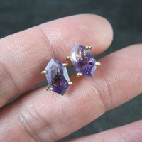 Vintage Amethyst Stud Earrings in Gold Vermeil over Sterling Silver
