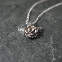 Tiny Black Hills Sterling Rose Pendant Necklace Vintage Silver Ridco