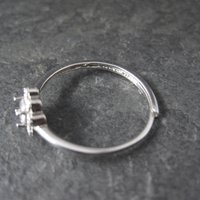 Dainty Rose Quartz Flower Ring Adjustable Size 8 in Sterling Silver