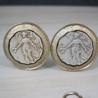 Vintage Cameo Pendant and Clip On Earrings Jewelry Set