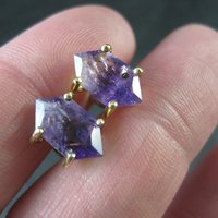 Vintage Amethyst Stud Earrings in Gold Vermeil over Sterling Silver