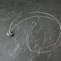 Tiny Black Hills Sterling Rose Pendant Necklace Vintage Silver Ridco