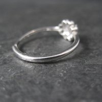 Dainty Rose Quartz Flower Ring Adjustable Size 8 in Sterling Silver