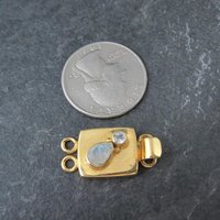 Gold 2 Strand Moonstone Box Clasp Vermeil Sterling Silver
