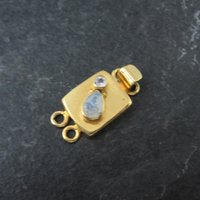Gold 2 Strand Moonstone Box Clasp Vermeil Sterling Silver