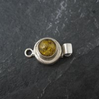 Sterling Silver Yellow Amber Box Clasp