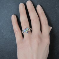 Sterling Silver Multi Gemstone Ring Size 8 New Old Stock Dee Berkley