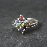 Sterling Silver Multi Gemstone Ring Size 8 New Old Stock Dee Berkley