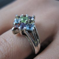 Sterling Silver Multi Gemstone Ring Size 8 New Old Stock Dee Berkley