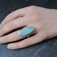 Vintage Sterling Silver Green Stone Ring Size 8