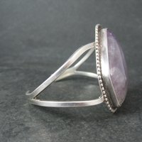 Large 925 Amethyst Cuff Bracelet 6.5" Estate Jewelry