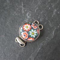 Sterling Silver Floral Art Glass Box Clasp