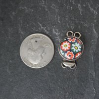 Sterling Silver Floral Art Glass Box Clasp