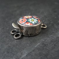 Sterling Silver Floral Art Glass Box Clasp