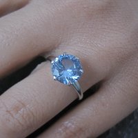 Vintage Sterling Light Blue Spinel Solitaire Ring New Old Stock Multiple Sizes