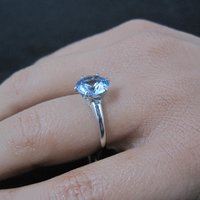 Vintage Sterling Light Blue Spinel Solitaire Ring New Old Stock Multiple Sizes