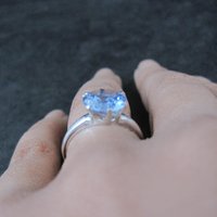 Vintage Sterling Light Blue Spinel Solitaire Ring New Old Stock Multiple Sizes