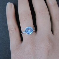 Vintage Sterling Light Blue Spinel Solitaire Ring New Old Stock Multiple Sizes