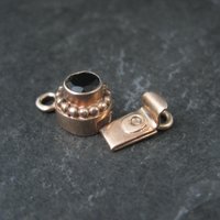 Rose Gold Black Tourmaline Box Clasp Vermeil Sterling Silver