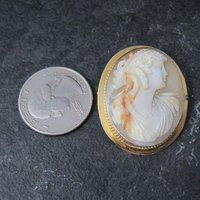 Vintage Gold Filled Carved Cameo Brooch