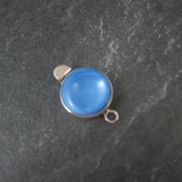 Vintage Sterling Silver Blue Art Glass Box Clasp