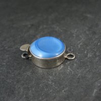 Vintage Sterling Silver Blue Art Glass Box Clasp
