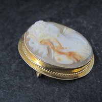 Vintage Gold Filled Carved Cameo Brooch