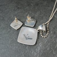Vintage Southwestern Sterling Inlay Pendant and Earrings Jewelry Set