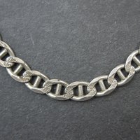Heavy 7mm Italian Sterling Mariner Chain Necklace 31 Inches Estate Silver