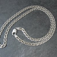 Heavy 7mm Italian Sterling Mariner Chain Necklace 31 Inches Estate Silver