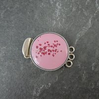 Vintage Sterling Silver Pink Art Glass 3 Strand Box Clasp