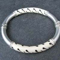 Italian Sterling Enamel Bangle Bracelet 6.5 Inches