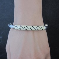 Italian Sterling Enamel Bangle Bracelet 6.5 Inches