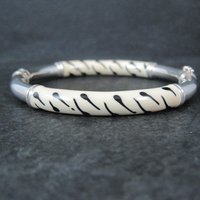Italian Sterling Enamel Bangle Bracelet 6.5 Inches