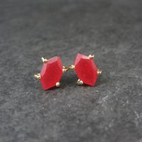 Vintage Carnelian Stud Earrings in Gold Vermeil over Sterling Silver