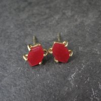Vintage Carnelian Stud Earrings in Gold Vermeil over Sterling Silver
