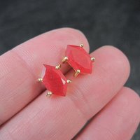 Vintage Carnelian Stud Earrings in Gold Vermeil over Sterling Silver