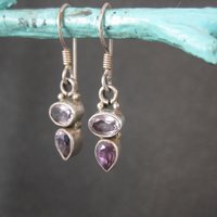 Dainty Pink & Purple Amethyst Earrings Sterling Silver