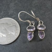 Dainty Pink & Purple Amethyst Earrings Sterling Silver