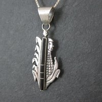 Vintage Inlaid Corn Maiden Pendant Necklace Southwestern Sterling Silver