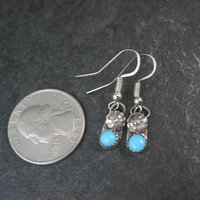 Dainty Southwestern Turquoise Peyote Flower Earrings Sterling Silver
