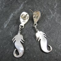 Southwestern Sterling Onyx Feather Earrings